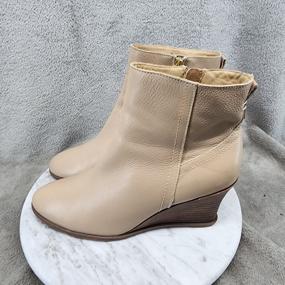 Lucca Lane Shoes Womens Size 8.5 Tan Leather Wedge Ankle Boots *GUC*